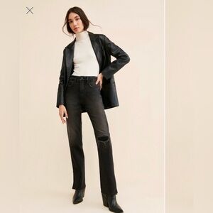 Good American Black Straight Leg Jeans